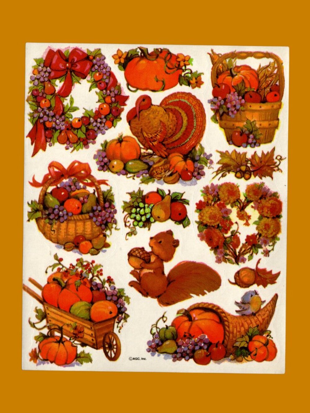 American Greetings Vintage 1990s Thanksgiving Sticker Sheet